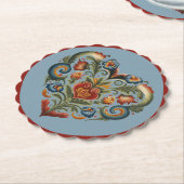 Norwegisches Rosemaling Folk Art Herz Untersetzer (angewinkelt)
