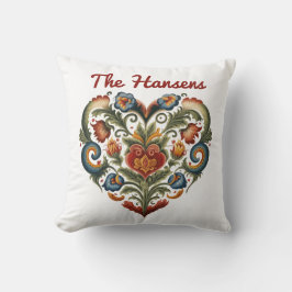 Norwegisches Rosemaling Folkloreherz Personalisier Kissen