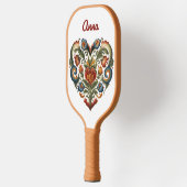 Norwegisches Rosemaling Folkloreherz Personalisier Pickleball Schläger (Links)