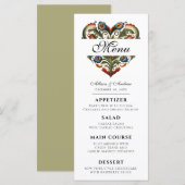 Norwegisches Rosemaling Heart Editable Dinner Menü (Vorne/Hinten)