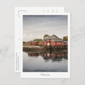 Norwegisches Rotes gestrichenes Haus Postkarte (Vorne/Hinten)
