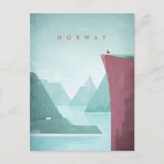 Norwegisches Vintage Travel Poster - Art Postcard Postkarte (Vorderseite)