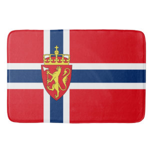 Norwegisches Wappen auf norwegischer Flagge Badematte