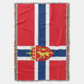 Norwegisches Wappen auf norwegischer Flagge Decke (Vorderseite Vertikal)