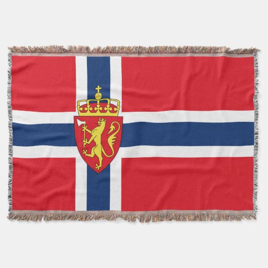 Norwegisches Wappen auf norwegischer Flagge Decke (Vorderseite)