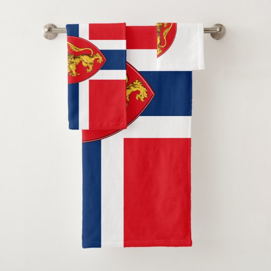 Norwegisches Wappen auf norwegischer Flagge, Norwe Badhandtuch Set (Insitu)