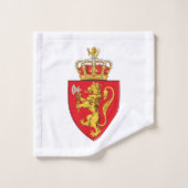 Norwegisches Wappen auf norwegischer Flagge, Norwe Badhandtuch Set (Waschlappen)