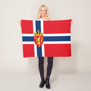 Norwegisches Wappen auf norwegischer Flagge, Norwe Fleecedecke