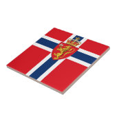Norwegisches Wappen auf norwegischer Flagge, Norwe Fliese (Seite)