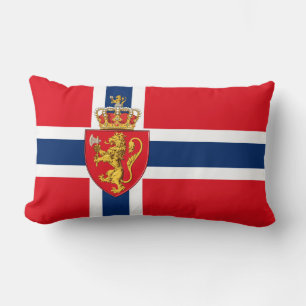 Norwegisches Wappen auf norwegischer Flagge, Norwe Lendenkissen