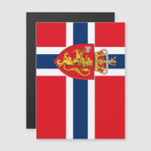 Norwegisches Wappen auf norwegischer Flagge, Norwe Magnetkarte (Vorne/Hinten)