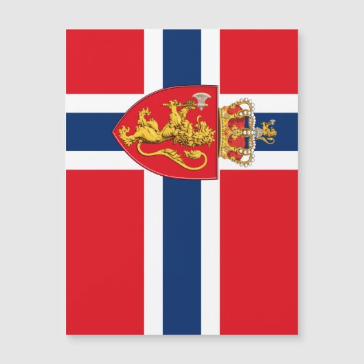 Norwegisches Wappen auf norwegischer Flagge, Norwe Magnetkarte (Vorderseite)