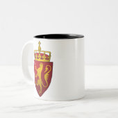 Norwegisches Wappen Löwe im Rot und im Gold Zweifarbige Tasse (Vorderseite Links)