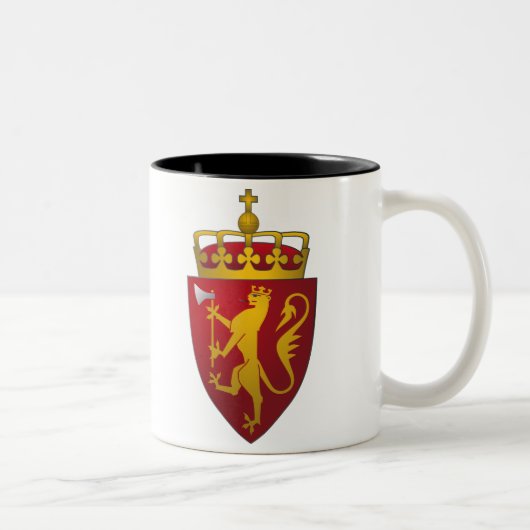Norwegisches Wappen Löwe im Rot und im Gold Zweifarbige Tasse (Rechts)