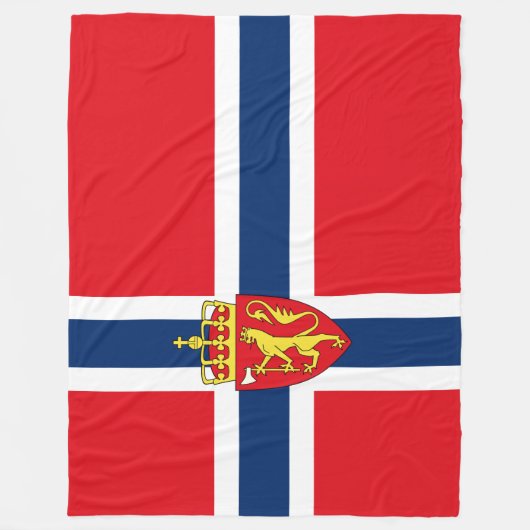 Norwegisches Wappen unter norwegischer Flagge, Nor Fleecedecke (Vorderseite)