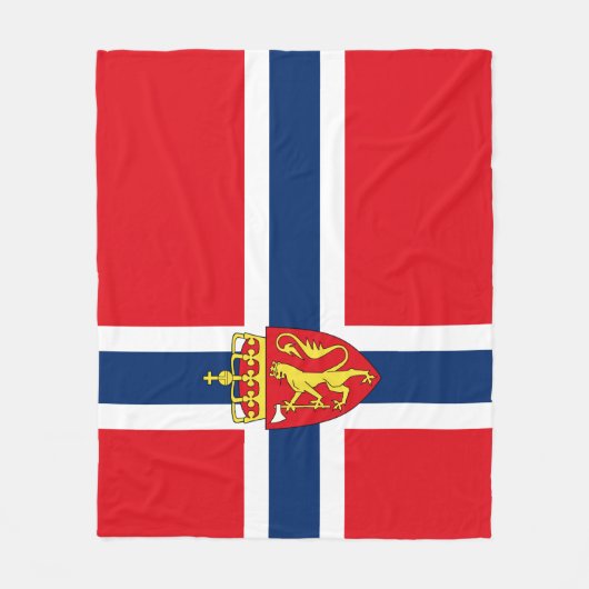 Norwegisches Wappen unter norwegischer Flagge, Nor Fleecedecke (Vorderseite)