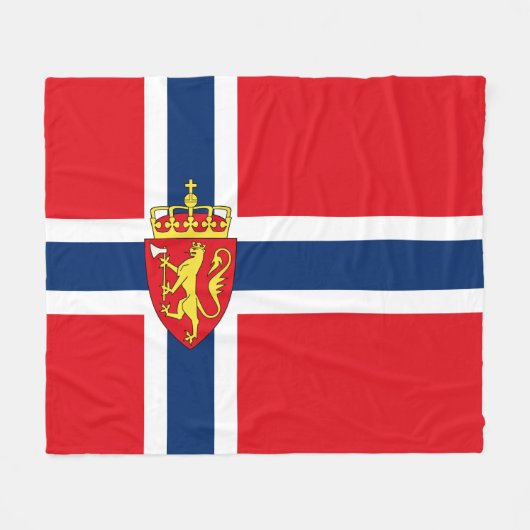 Norwegisches Wappen unter norwegischer Flagge, Nor Fleecedecke (Vorderseite (Horizontal))