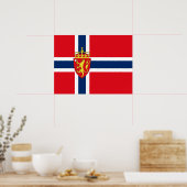 Norwegisches Wappen unter norwegischer Flagge Poster (Küche)
