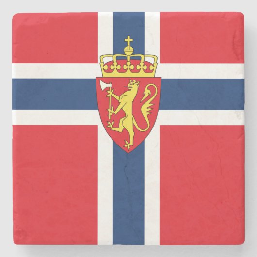 Norwegisches Wappen unter norwegischer Flagge Steinuntersetzer (Vorderseite)