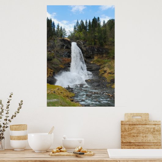 Norwegisches Wasserfallposter Poster (Küche)