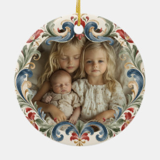 Norwegisches Weihnachtsrosenmalerei-Foto Keramik Ornament