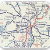 Norwich CT Classic Map Aufkleber (Vorderseite)