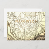 Norwich, CT Vintag Map Postkarte (Vorne/Hinten)