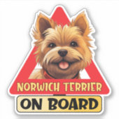 Norwich Terrier an Bord Funny Dog Red Road Sign Aufkleber (Vorderseite)