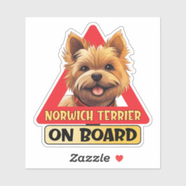 Norwich Terrier an Bord Funny Dog Red Road Sign Aufkleber