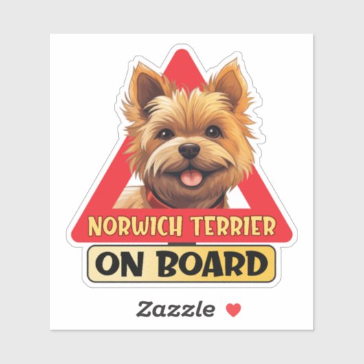 Norwich Terrier an Bord Funny Dog Red Road Sign Aufkleber (Blatt)