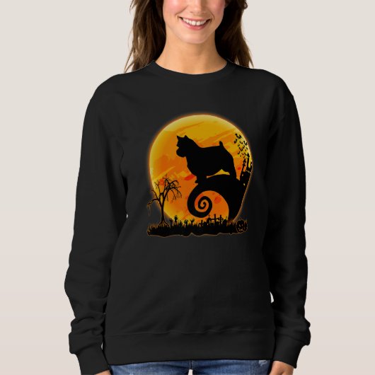 Norwich Terrier Dog And Moon  Dog Halloween Costum Sweatshirt (Vorderseite)