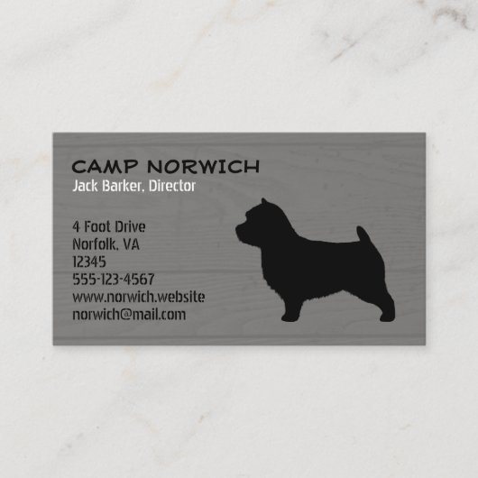 Norwich Terrier Dog Breed Silhouette Imitate Wood Visitenkarte (Vorderseite)