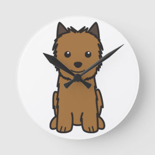 Norwich Terrier Dog Cartoon Runde Wanduhr