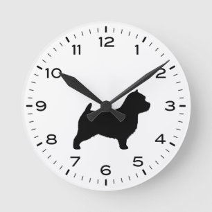 Norwich Terrier Dog Rasse Silhouette Runde Wanduhr