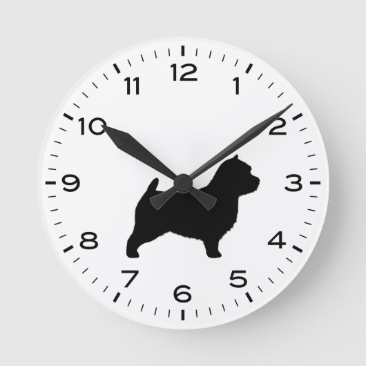 Norwich Terrier Dog Rasse Silhouette Runde Wanduhr (Vorderseite)