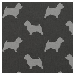 Norwich Terrier Dog Silhouetten Grau und Schwarz Stoff
