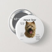 Norwich Terrier History Design Button (Vorne & Hinten)