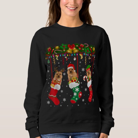 Norwich Terrier in Sock Xmas Rentier Santa ELF Do Sweatshirt (Vorderseite)
