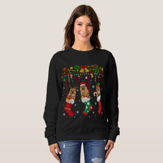 Norwich Terrier in Sock Xmas Rentier Santa ELF Do Sweatshirt (Vorne ganz)