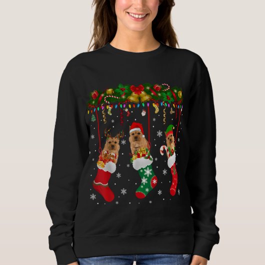 Norwich Terrier in Sock Xmas Rentier Santa ELF Do Sweatshirt (Vorderseite)