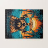 Norwich Terrier mit Sonnenbrille am Strand Puzzle (Horizontal)