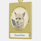 Norwich Terrier Painting - Niedliche Original Dog Banner-Ornament Gold (Links)