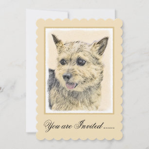 Norwich Terrier Painting - Niedliche Original Dog  Einladung