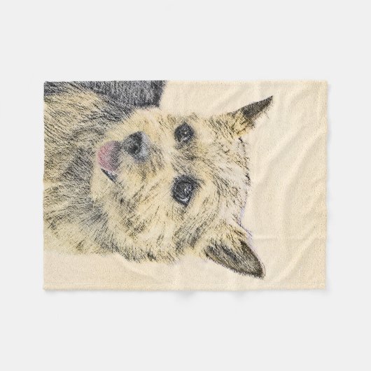 Norwich Terrier Painting - Niedliche Original Dog  Fleecedecke (Vorderseite (Horizontal))