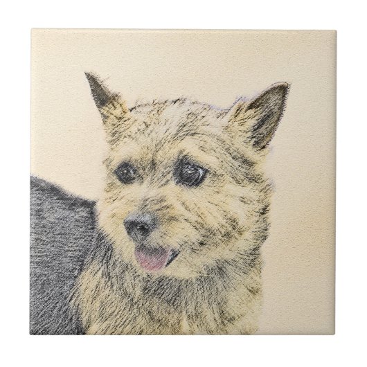 Norwich Terrier Painting - Niedliche Original Dog  Fliese (Vorderseite)