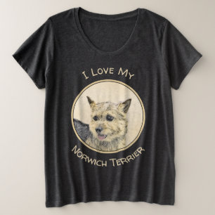 Norwich Terrier Painting - Niedliche Original Dog Große Größe T-Shirt