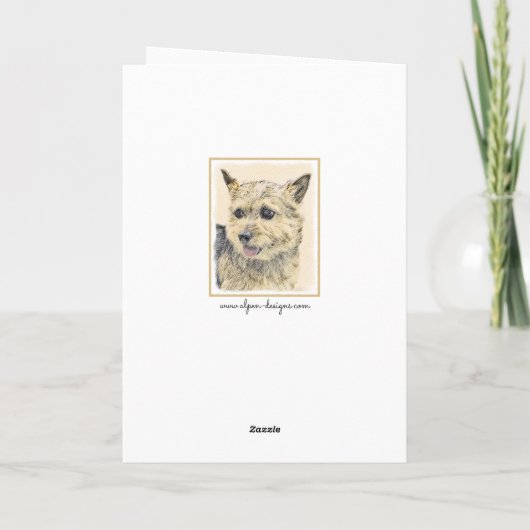 Norwich Terrier Painting - Niedliche Original Dog Karte (Rückseite)