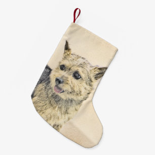 Norwich Terrier Painting - Niedliche Original Dog  Kleiner Weihnachtsstrumpf