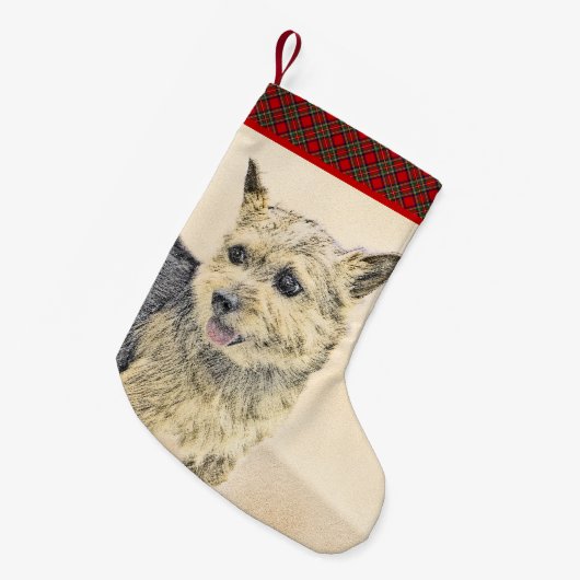Norwich Terrier Painting - Niedliche Original Dog  Kleiner Weihnachtsstrumpf (Vorderansicht (hängend))