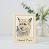 Norwich Terrier Painting - Niedliche Original Dog  Postkarte (Stehend Vorderseite)